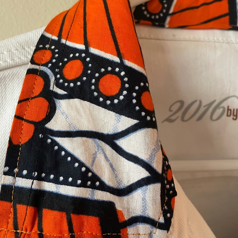 Handcrafted Jean Jacket With African Wax Fabric Panels - Picture 10 of 15